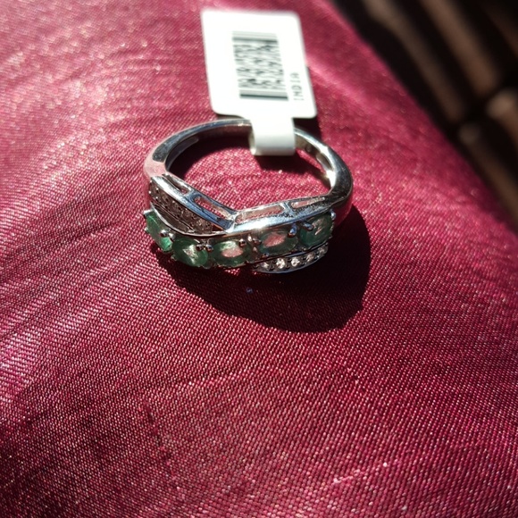😍EMERALDS & WHITE ZIRCONS RING-925 - Picture 8 of 8